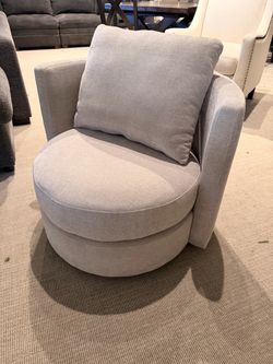 Gray Upholstered Swivel Accent Chair
