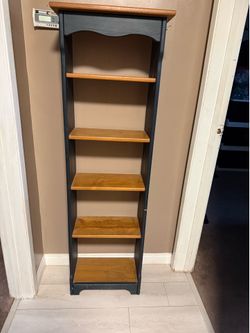 Moving Sale! Solid Wood Narrow Bookshelf - Hunter Green Accent Tower