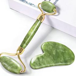 Jade Natural Healing Crystal Face Roller Set