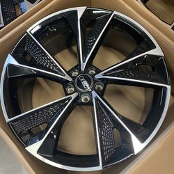 21” Gloss Black Machined RS7 Style Wheels NEW 4X Square Set 21x9 +30 (5x112) fits Audi A5 A6 A7 A8 