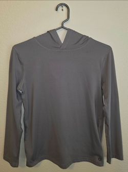 Gap Fit - Hooded Jersey Shirt - Long Sleeve - Youth: Large - Blended Fabric - Gray