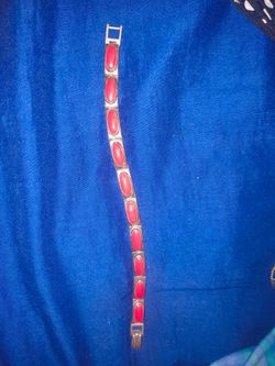 Vintage Red Bamboo coral and sterling Bracelet