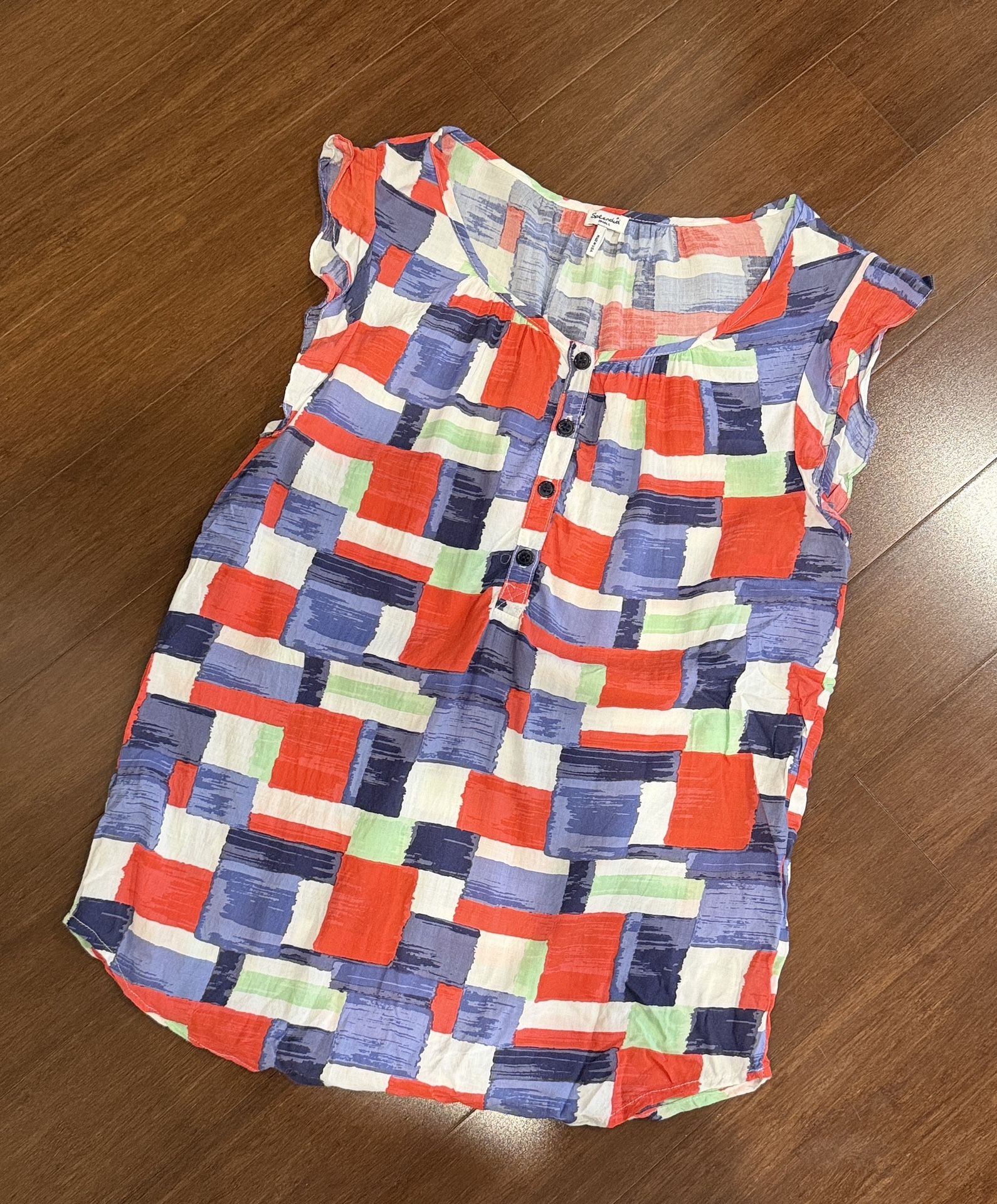 Splendid Multicolor Plaid Woman’s cap Sleeve Top