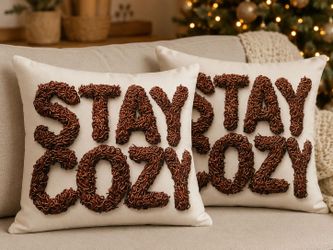 🤎 "Stay Cozy" Pillow Cover Set – 2 Pieces Brand new 🤎