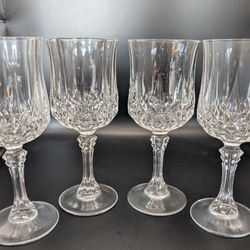 Cristal d'Arques Longchamp Cut 6.5" Crystal Goblets - Set of 4