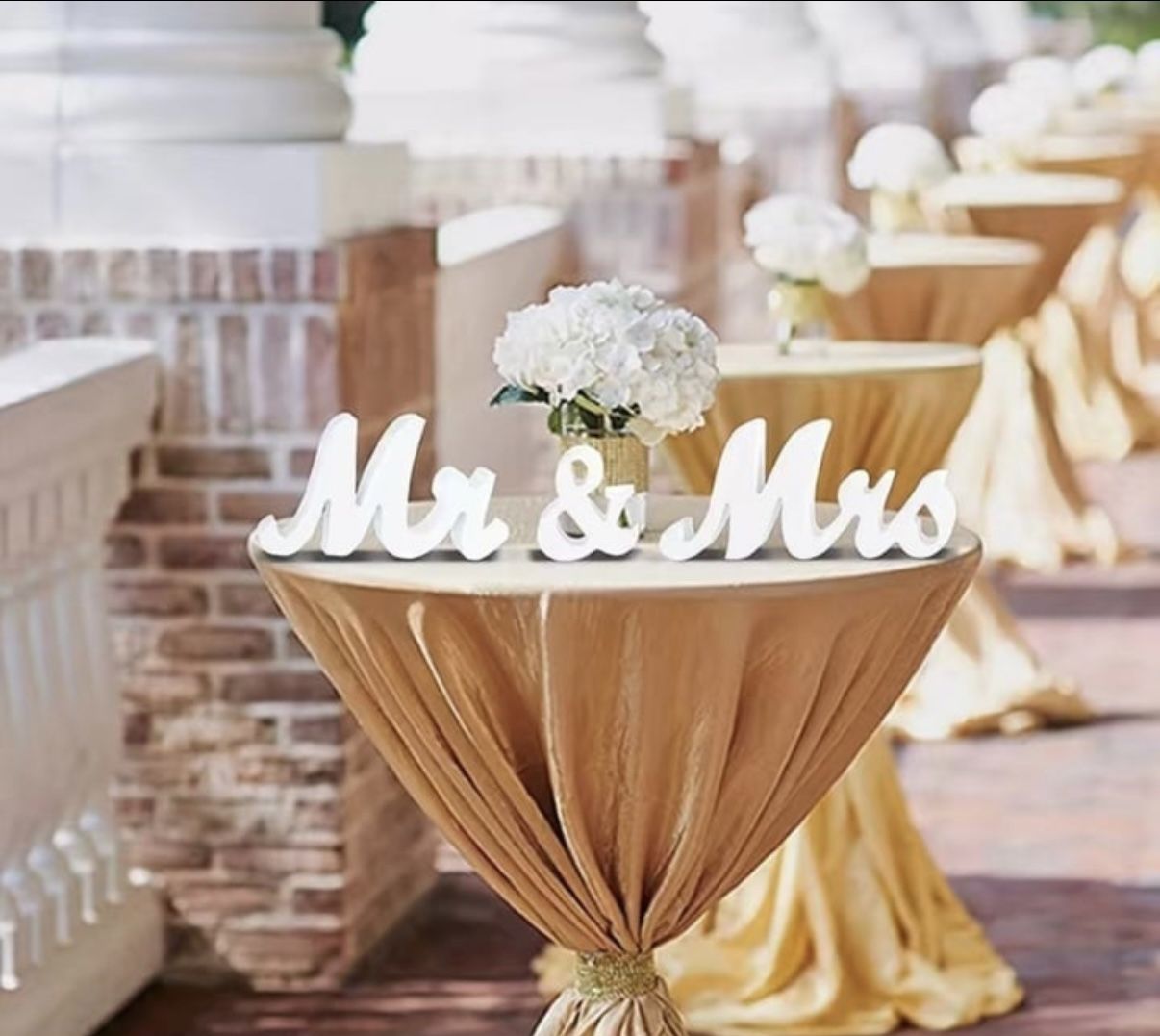 Big White Color Mr & Mrs Wooden Signs