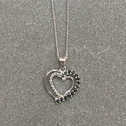 Genuine Sapphire And Diamond Accent Heart Pendant (natural Diamond)