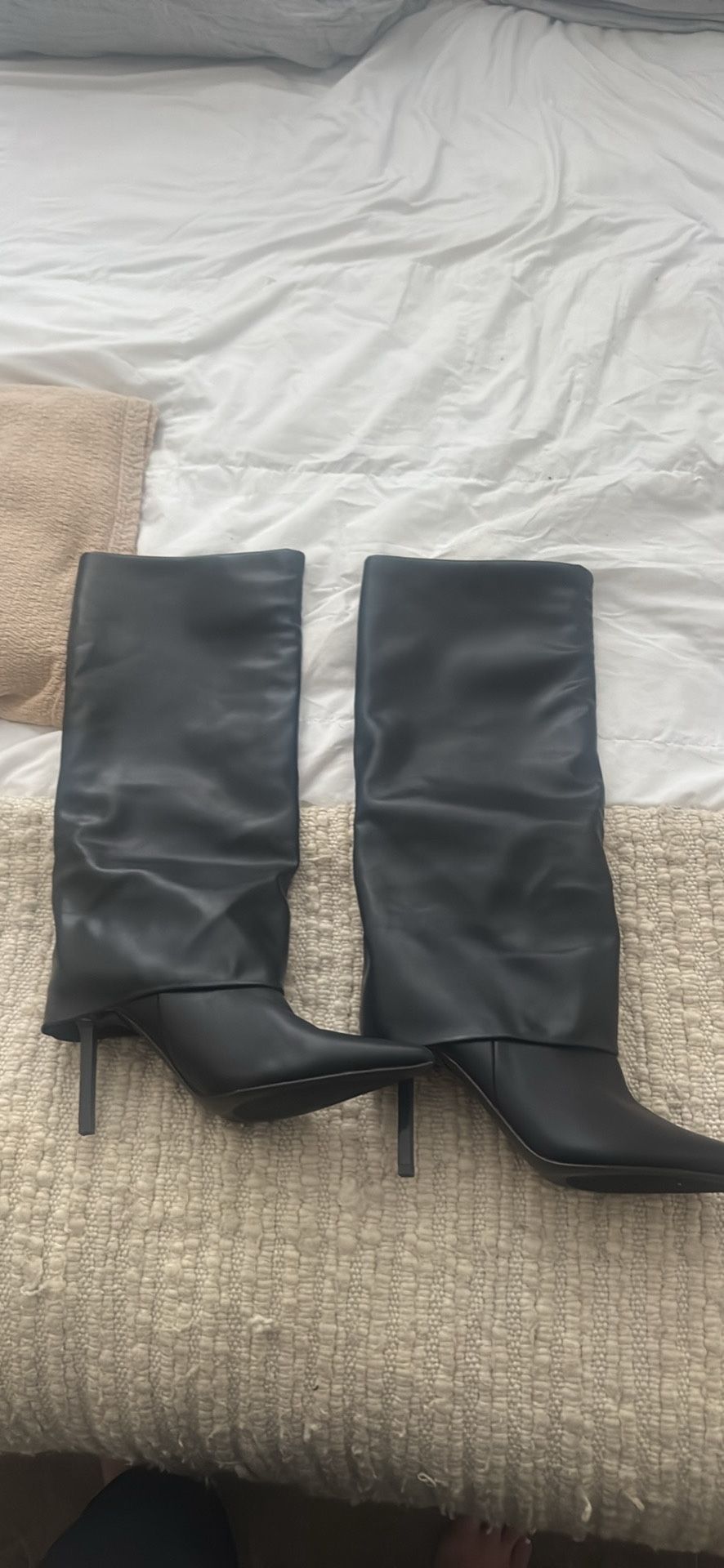 Black leather Aqua Boots - Never Worn