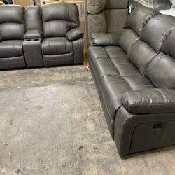 New Ashley Furniture Dunwell 2pc Set Power Sofa And Loveseat 