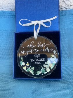 Engaged 2025 Glass Christmas Ornament