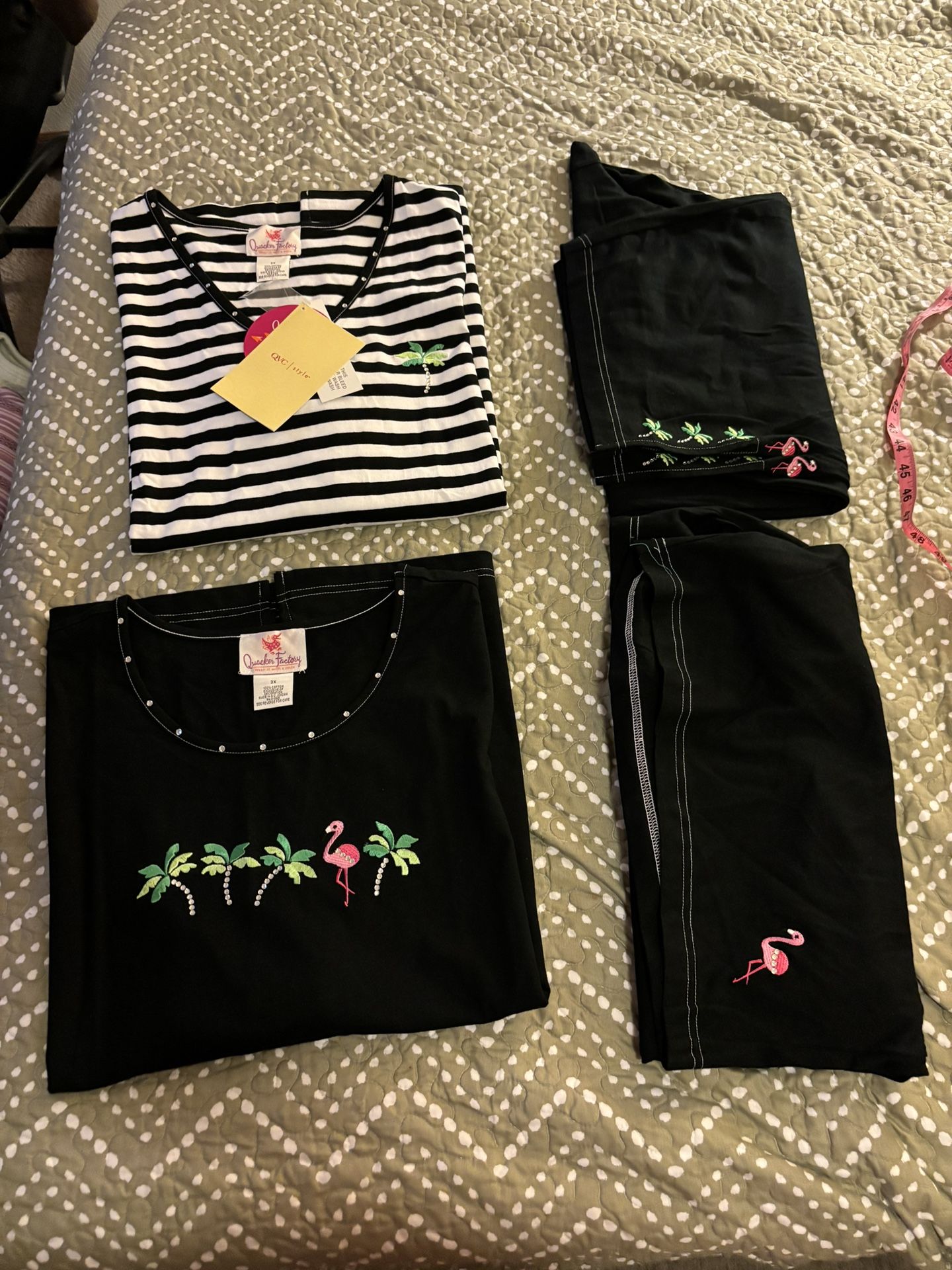 Vintage Quacker Factory 4 Piece Set ( 2 Tops, 1 Shorts & Pants) 3XL