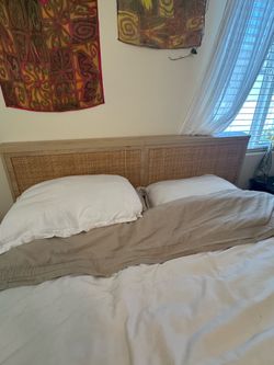 Queen light wood bed frame