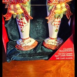Classic Traditions Kmart Candle Stick Holders 24K Gold Accent Bells Set Of 2, firm.