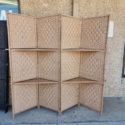 4 panels wood room divider (64"W×67"H).