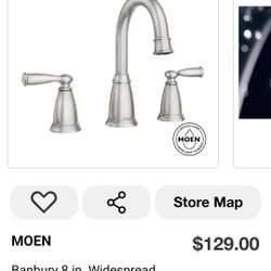 MOEN Banbury Widespread Bathroom Faucet Brushed Nickel Double Handle