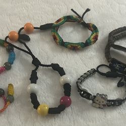 Vintage 6 Beaded or Woven Bracelets/Anklets 