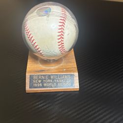 Bernie Williams Signed Base Ball From 1996 World Series
