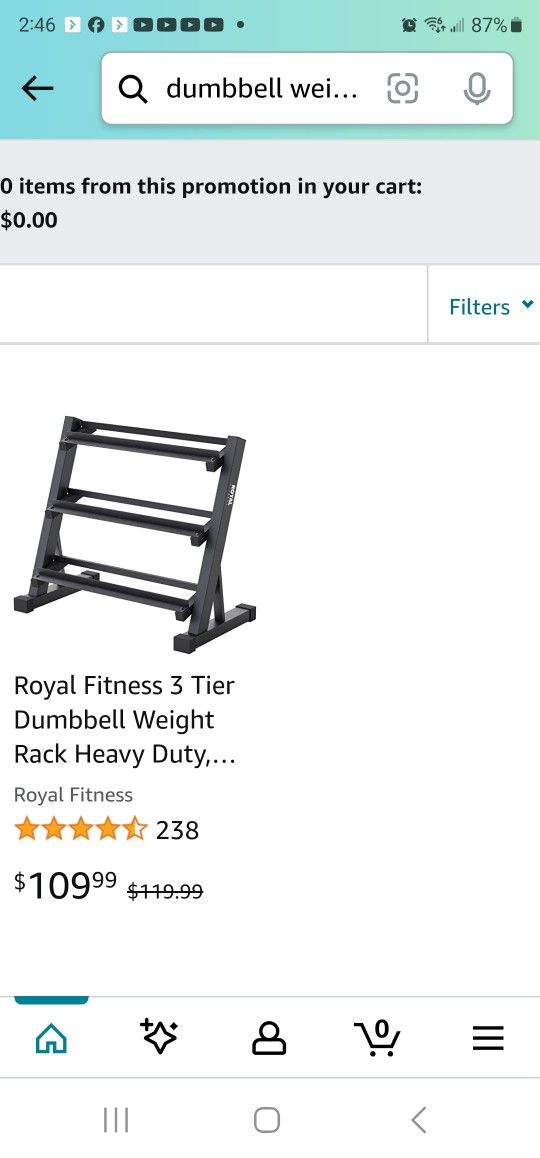 Royal Fitness 3 Tier Heavy Duty Dumbbell Rack $60