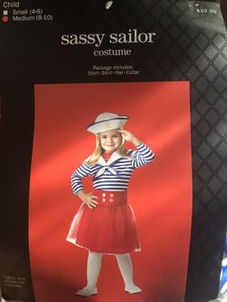 Girl's Halloween Sailor Costume. Size Medium 8-10. Brand New