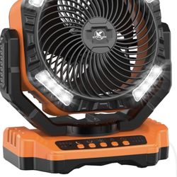 40000mAh Rechargeable Fan, Battery Operated Oscillating Outdoor Fan, Battery Powered Table Fan for Home Hurricane Jobsite Garage, Portable Tent Fan wi