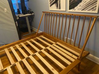 Mid-Century Modern Spindle Bed Frame and Headboard