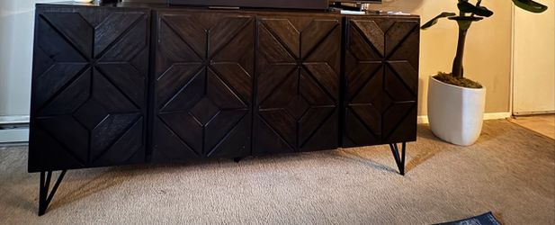 Modern Black 4-Door Sideboard / Storage Cabinet