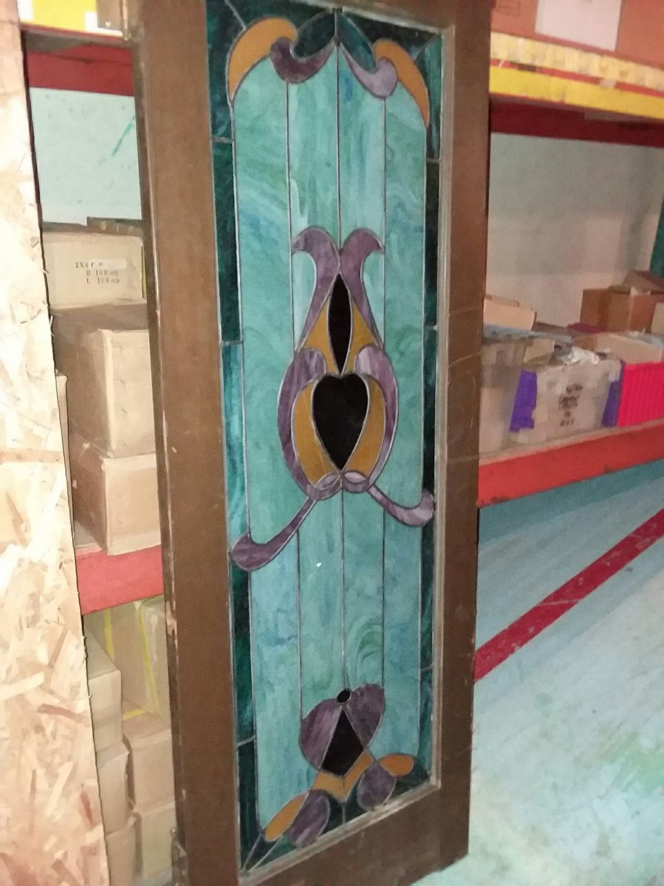 Door with Stained glass decorated panel