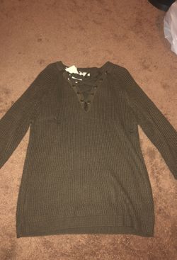 Long olive green shirt