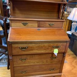 Antique Drop Front Desk With Shelves