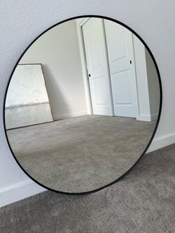 Round Metal Black Mirror - 31 1/2” - Like New!