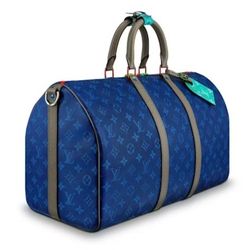 Louis Vuitton Keepall Bandouliere Monogram Outdoor 45 Pacific Blue Man Handbag