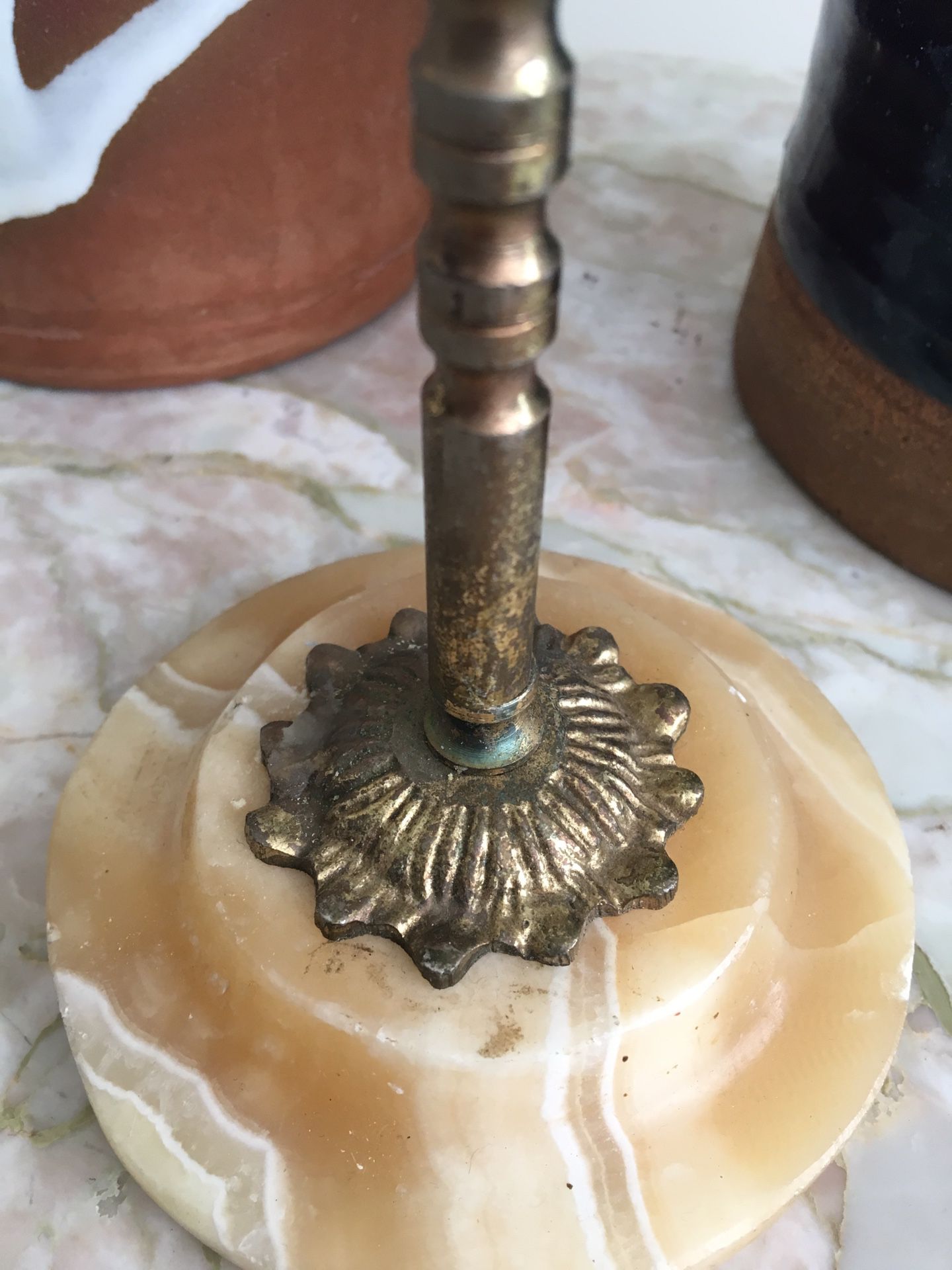Vintage marble and brass candlestick