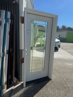 Exterior full glass front door with pvc frame 36x80