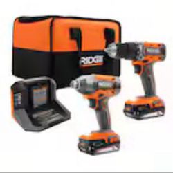 Rigid 18V Cordless 2-Tool Combo Kit with Drill/Driver, Impact Driver, (2) 2.0 Ah Batteries, and Charger