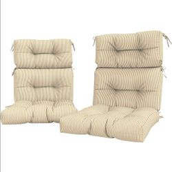 Outdoor 44x22-inch High Back Chair Cushions, Patio Solid Tufted Adirondack Chair Seat Cushions, Seasonal Replacement Rocking Chair Cushion with Ties, 
