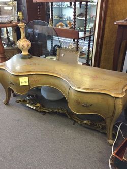 Antique hand painted Italian low Bombay chest for foot of the bed