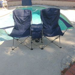 Folding double chair with storage and travel case