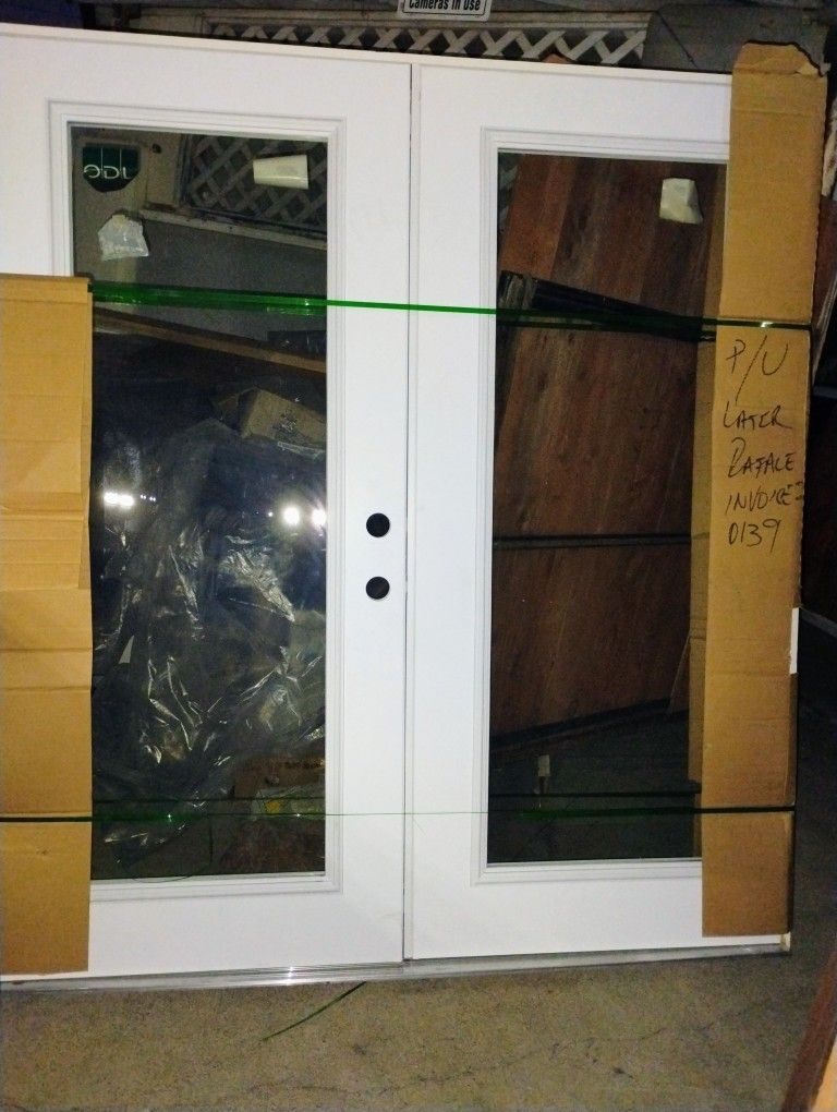 72x80 Exterior French Doors Steel Full Glass Swing Out To The Left