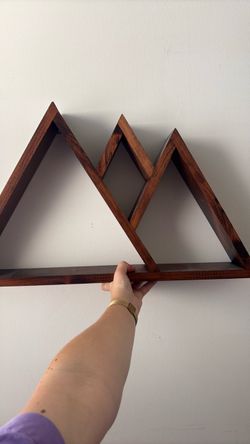 Wood mountain wall shelf