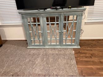 Blue Rustic Mirrored TV Console