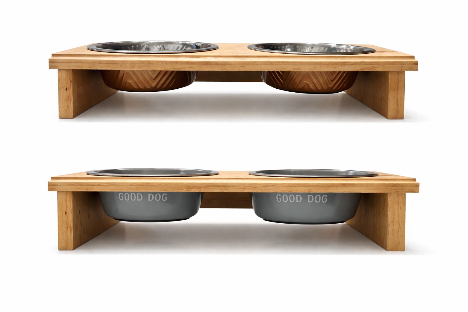 Wooden Elevated Dog Feeder – Double Bowl Stand for Dogs – Handmade Pet Feeding Station