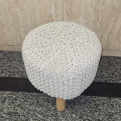 REDEARTH Foot Stool -Handmade Macrame Wooden 3 Legs Seat Footrest for Living Room, Bedroom, Nursery, kidsroom, Patio, Gym; 100% Cotton 