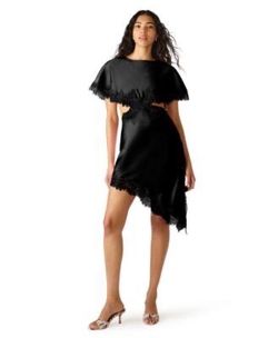 Only pink  Satin Mini Dress with Lace Trim