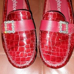 Brighton LEATHER Size 9 Comfort Slip-on Loafers Rhinestone Buckle Excellent Condition PRICE Is Firm Cash Only 