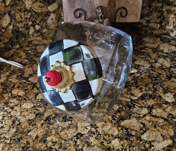Mackenzie  Childs Cookie Jar With Courtly Check Lid