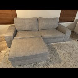 Grey Couch And Ottoman