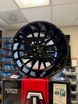 Set 4 24" TIS 547B Gloss Black Wheels 24x14 6x135 6x5.5 -76mm Lifted Offroad Rim