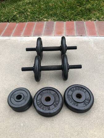 Cheap! Dumbbell Set w/ Extra Weight Plates (Metal) Home Gym Workout