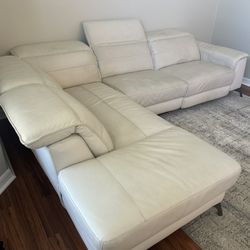 White Leather Sectional 