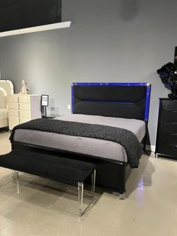 Luxurious 5 Pc bedroom sets w/Gold Accent & LED Lights  starts from $875.00